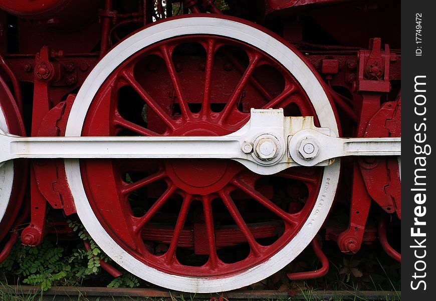 Red wheel of old train. Red wheel of old train