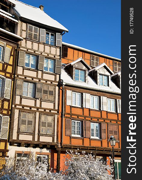 Winter on the houses of Strasbourg