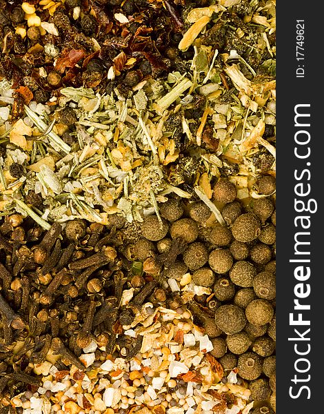 Assorted dried herbs and spices