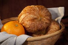 Croissant Served For Breakfast With Orange Fruit Stock Images Croissant Served For Breakfast With Orange Fruit Stock Images