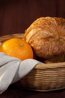 Croissant Served For Breakfast With Orange Fruit Royalty Free Stock Images Croissant Served For Breakfast With Orange Fruit Royalty Free Stock Images