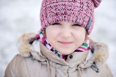 Winter Portrait Of Adorable Small Girl Royalty Free Stock Photography Winter Portrait Of Adorable Small Girl Royalty Free Stock Photography