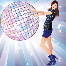 Girl And A Disco Ball. Stock Image Girl And A Disco Ball. Stock Image