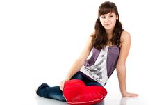 Beautiful Girl Sitting With Heart Stock Photos