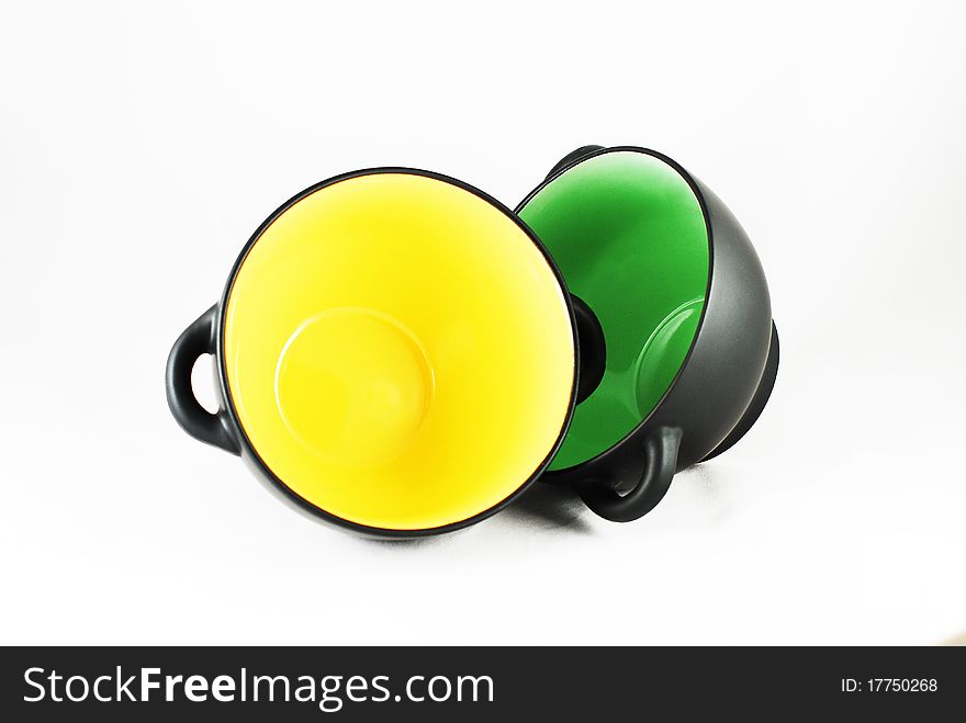 Two soap bowls on white background