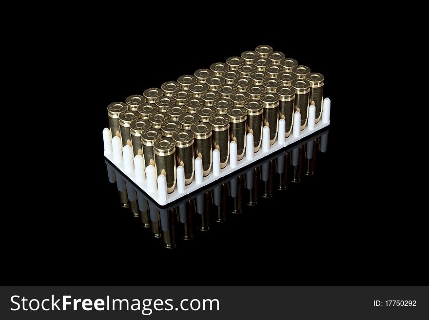 Set of bullets isolated on black
