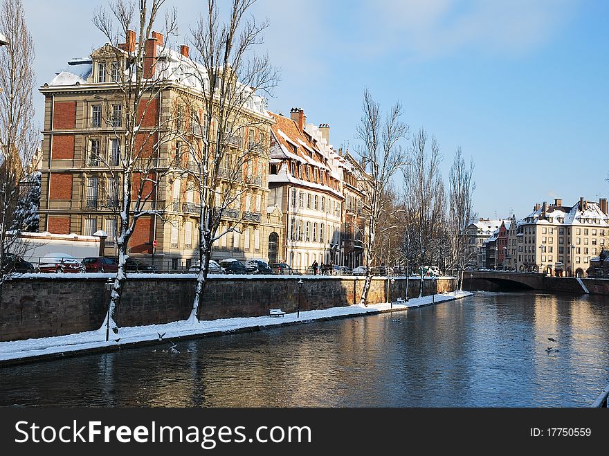 Quay Of Strasbourg During Winter