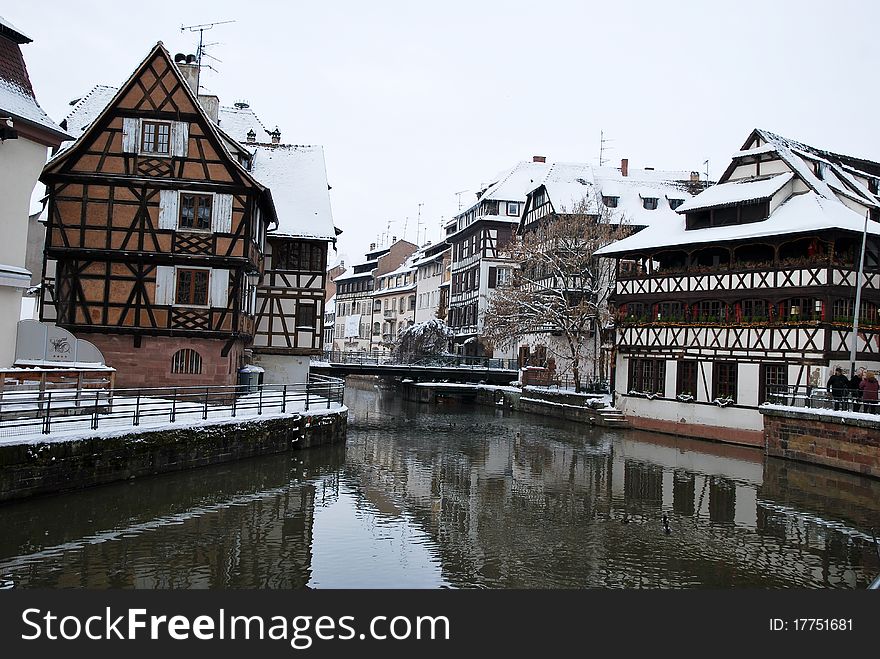 The Houses Reflection In Strasbourg During Winter