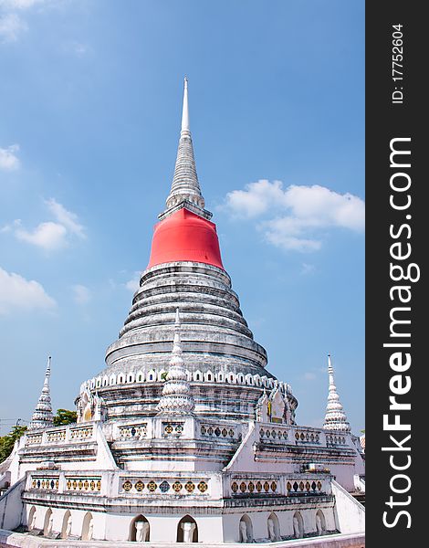 Pagoda Temple in the sky bright Buddhist monasteries. Temples in Thailand