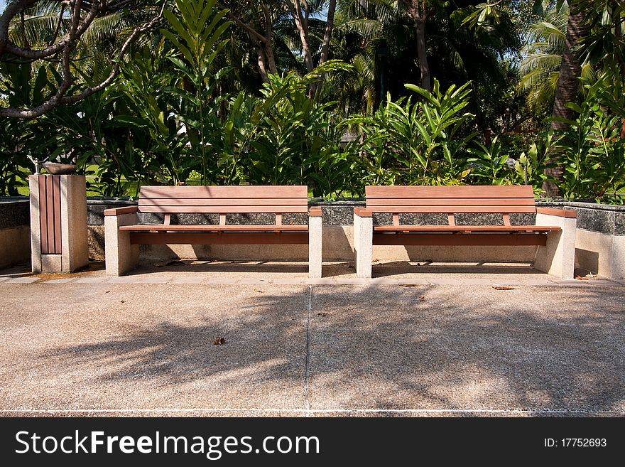 Wooden bench in the park.