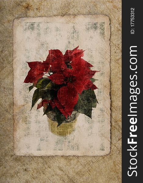 Grungy wallpaper with Christmas decoration. Grungy wallpaper with Christmas decoration