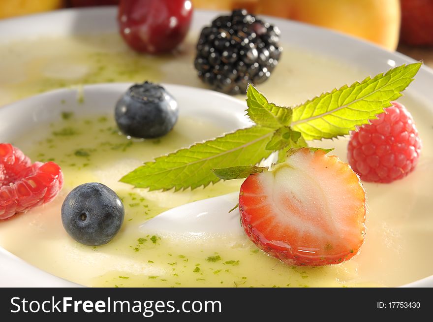 Vanilla Dessert with fresh fruits. Vanilla Dessert with fresh fruits