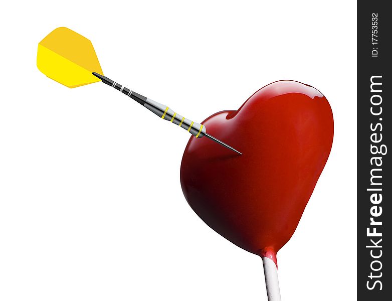 Heart-shaped Lollipop Hit By An Arrow