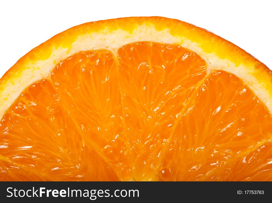 Macro of yellow orange on white isolated background