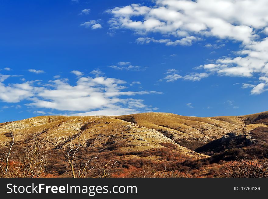 View of the low ridge of Crimean mountains. View of the low ridge of Crimean mountains
