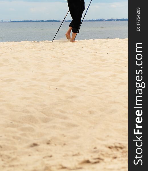 Nordic Walking on the beach - outdoor