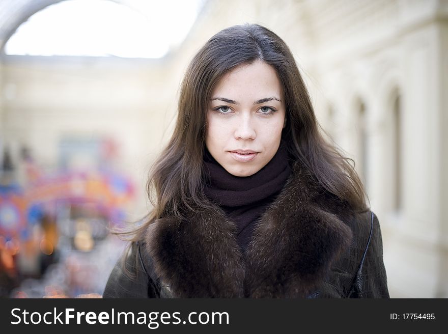 The young beautiful woman the brunette a portrait