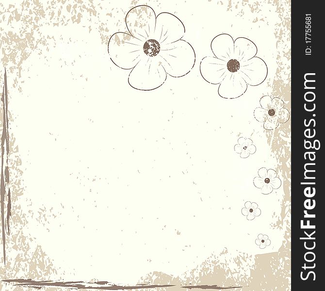 Old grunge background with large and small flowers. Old grunge background with large and small flowers