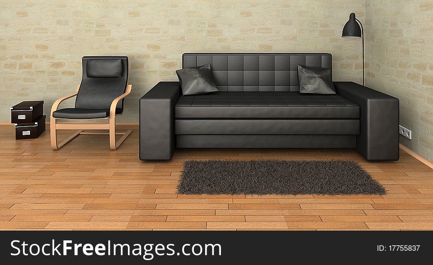 Interior leather sofa