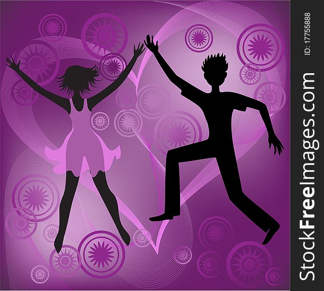 Couple dancing on an abstract purple background. Couple dancing on an abstract purple background