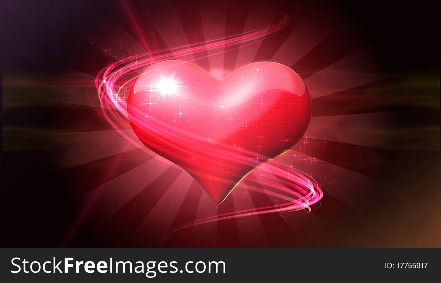 Valentine's heart symbol on darkbackground