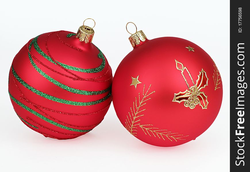 Two Christmas Balls Isolated On White