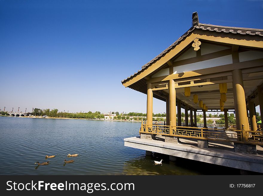 Qujiang Pool Relic Park is used to be a royaly park in Tang Dynasty at about 1400 years ago. It is occupied by lakes, trees and pavilions. The scenery is quite beautiful and now it's famous for a good place to relax.