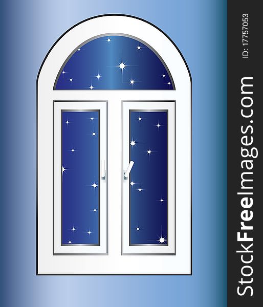 Insulated window on the background of the night sky. Insulated window on the background of the night sky.