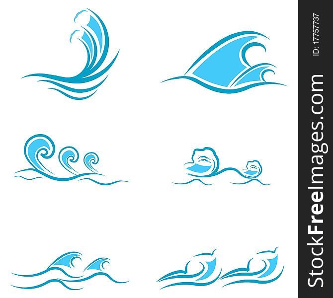Illustration of sea waves on white background