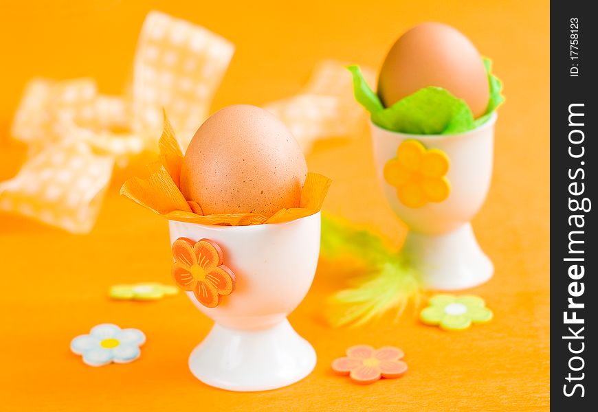 Egg in eggcup decorated for eastern. Egg in eggcup decorated for eastern