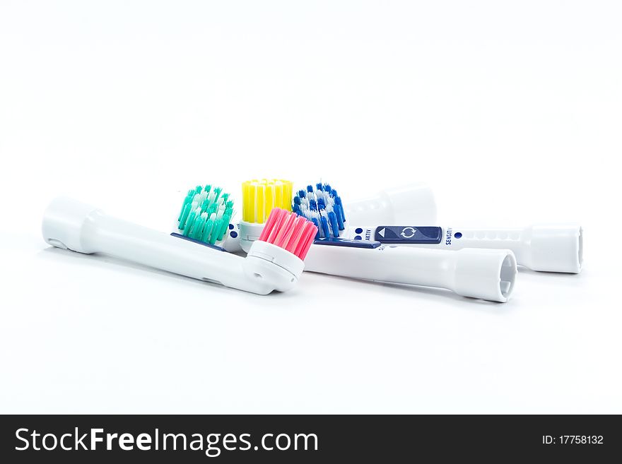 Electric toothbrush head on white