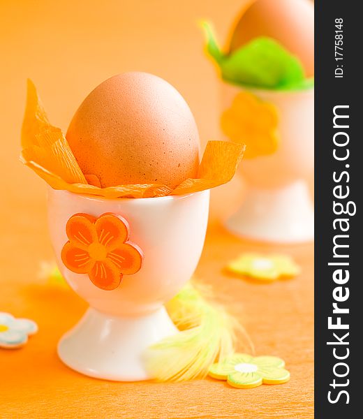 Egg in eggcup decorated for eastern. Egg in eggcup decorated for eastern