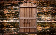 Wooden Door On Vintage Brick Wall Stock Image Wooden Door On Vintage Brick Wall Stock Image