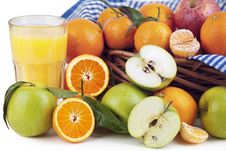 Orange Juice, Oranges And Apple Royalty Free Stock Images Orange Juice, Oranges And Apple Royalty Free Stock Images
