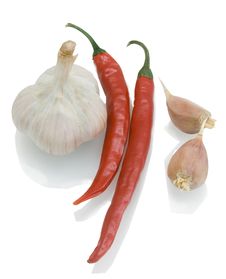 Garlic And Chilly Peppers Stock Photos Garlic And Chilly Peppers Stock Photos