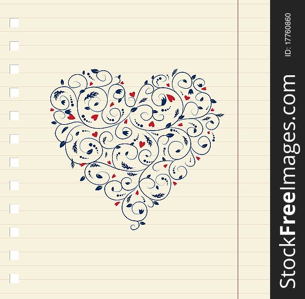 Heart Shape, Floral Ornament For Your Design