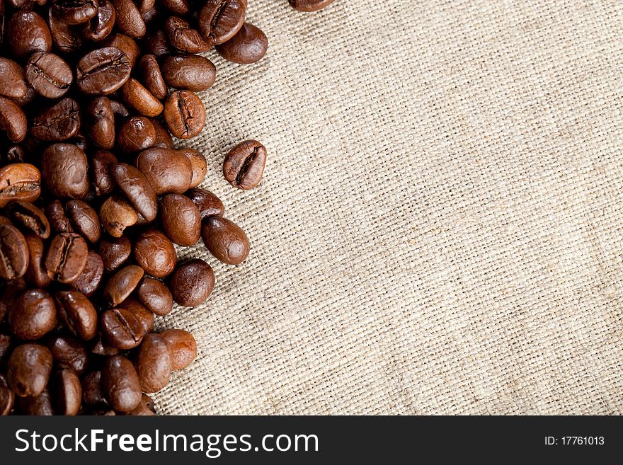 Close up view of some coffee beans