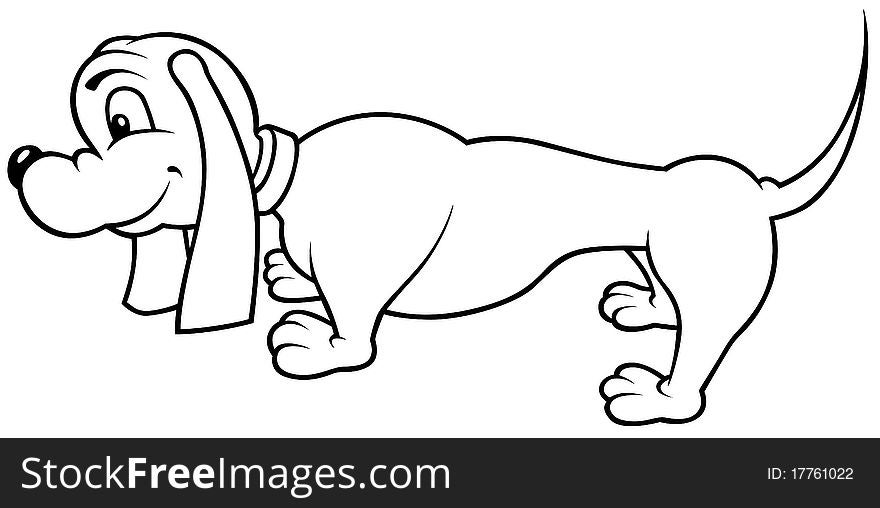 Dachshund - Black and White Cartoon illustration, Vector