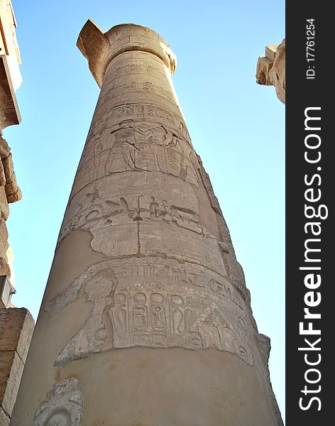 Stone pillars of Karnak temple in Egypt