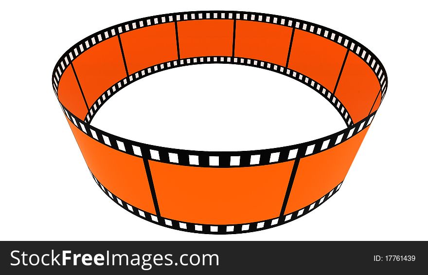 Orange 3d blank films ring over white background