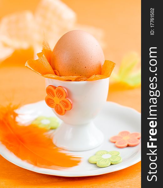 Egg in eggcup decorated for eastern. Egg in eggcup decorated for eastern