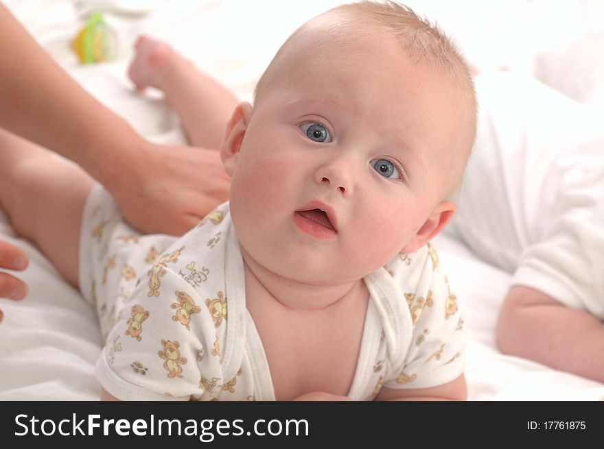 Portrait of baby on his tummy