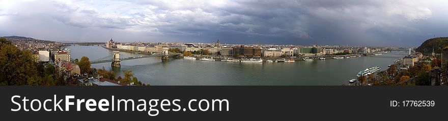 Panorama of Budapest from Buda hill. Panorama of Budapest from Buda hill