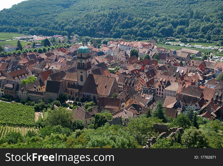 View from above of Kaysersberg village, Alsace, France. View from above of Kaysersberg village, Alsace, France