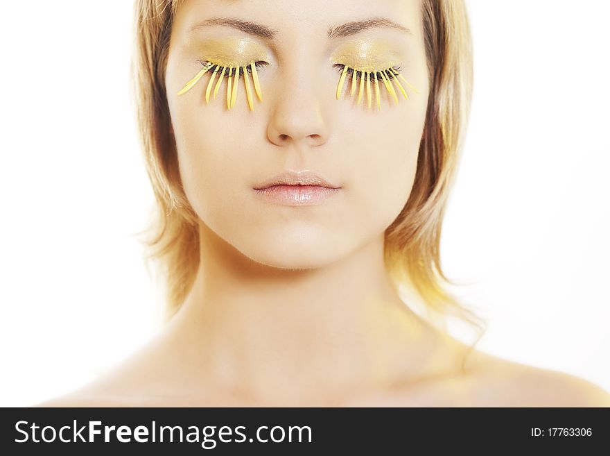 Woman Wearing Petal Eyelashes