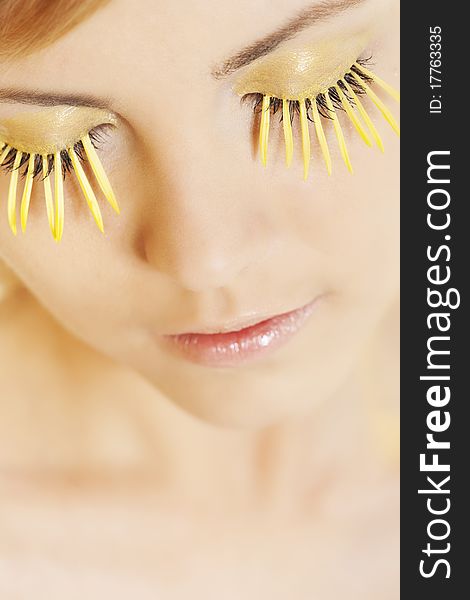 Woman Wearing Petal Eyelashes