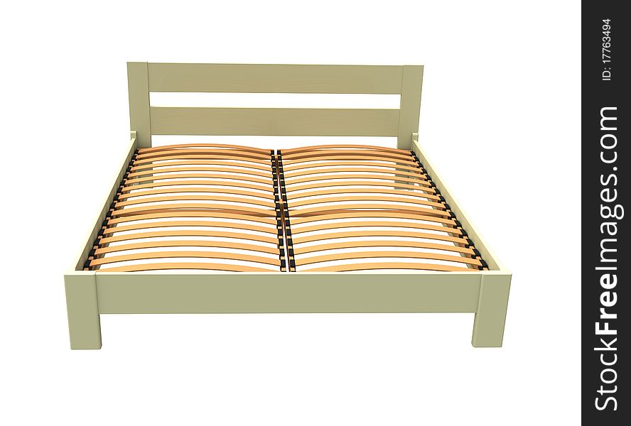 3d wooden bed white on a white background
