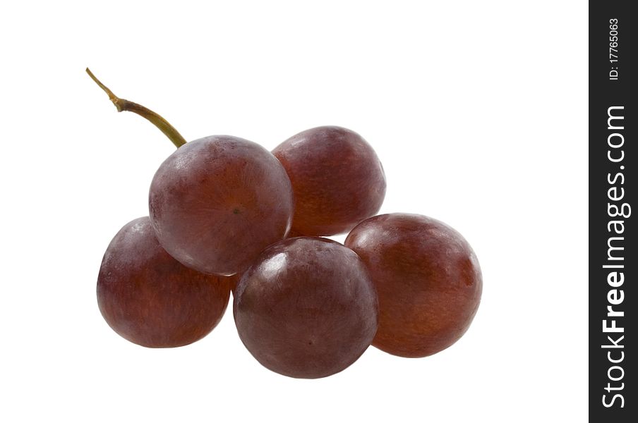 Five grapes barries with the twig on the white