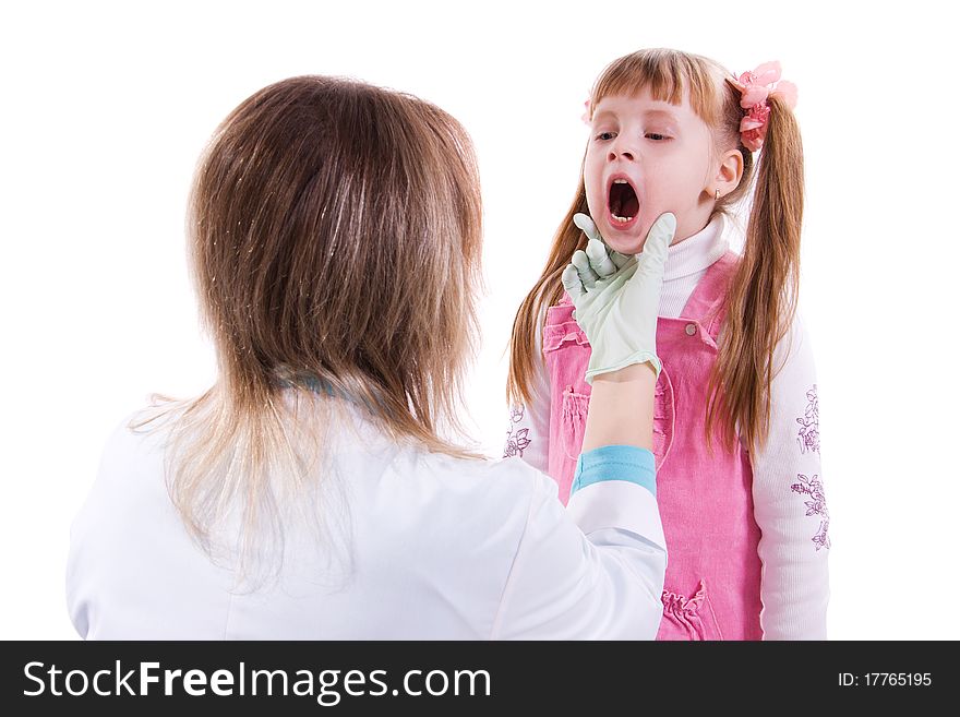 Doctor have a medical examination a little girl. A young child being examined by a healthcare worker.