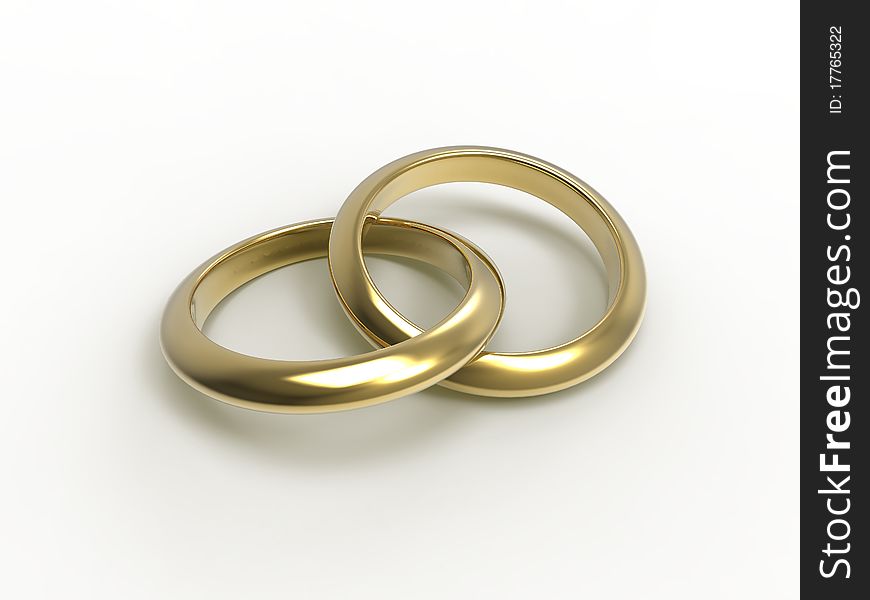 3d illustration of wedding rings over white background. 3d illustration of wedding rings over white background